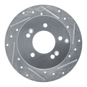 Kia Rondo Brake Rotor (1) - Rear Right - R1 Concepts - Drilled & Slotted - Silver - `07-`12